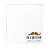 クリームブラウン口ひげ質問おもしろいユーモア ノートパッド (正面)