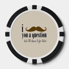 クリームブラウン口ひげ質問おもしろいユーモア ポーカーチップ
