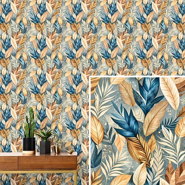 クリームブラウン濃い緑離れ色の色調の葉 壁紙 (クリエイターアップロード済み)