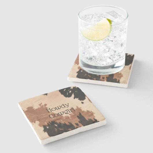 クリームブラウン牛革 ストーンコースター (横)