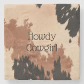 クリームブラウン牛革 ストーンコースター (正面)