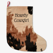 クリームブラウン牛革 ラージクリスマスストッキング (正面)