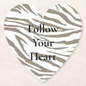 クリームブラウン白ゼブラ印刷 ペーパーコースター (正面)