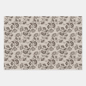 クリームブラウン花ドットトンフライ ラッピングペーパーシート (正面)