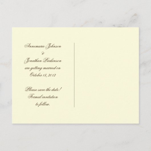 クリームブラウン華美金ゴールド宝石飾り日付を保存 案内ポストカード (裏面)