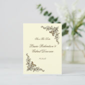 クリームブラウン華美金ゴールド宝石飾り日付を保存 案内ポストカード (スタンド正面)