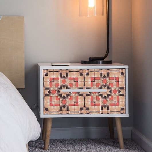 クリームブラウン赤カッコいい幾何学模様 薄葉紙