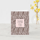 クリームブラウン ゼブラ柄 サンクス カード (黄色い花)