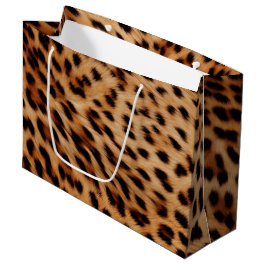 クリームブラウンLeopardプリント ラージペーパーバッグ