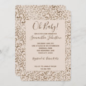 クリームブラウンLeopardプリント 招待状 (正面/裏面)