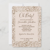 クリームブラウンLeopardプリント 招待状 (正面)