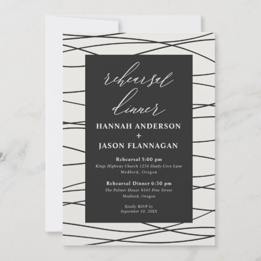 クリームブラックウィンター夕べリハーサルディナー 招待状 (正面)