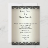 クリームブラックシューズワイングラス誕生日パーティー 招待状 (裏面)