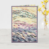 クリームブラックピンクに流れる抽象芸術繊維アート カード (黄色い花)