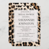 クリームブラックブラウンヒョウブライダルシャワー 招待状 (正面/裏面)