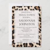 クリームブラックブラウンヒョウブライダルシャワー 招待状 (正面)