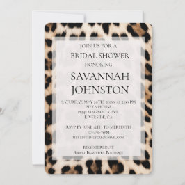 クリームブラックブラウンヒョウブライダルシャワー 招待状