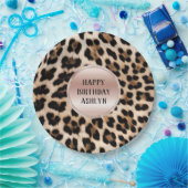 クリームブラックブラウンヒョウ赤面ピンク誕生日 ペーパープレート (パーティー)