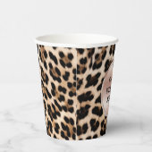 クリームブラックブラウンヒョウ赤面ピンク誕生日 紙コップ (右)