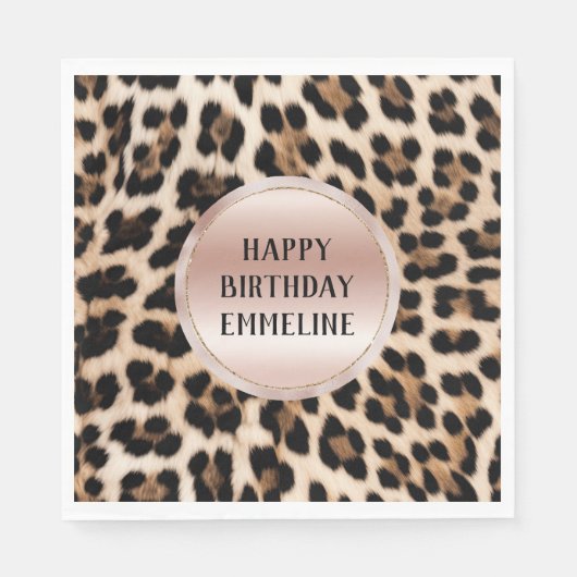 クリームブラックブラウンヒョウ赤面ピンク スタンダードランチョンナプキン (正面)