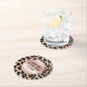 クリームブラックブラウンヒョウ赤面ピンク ペーパーコースター (インサイチュ)