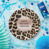 クリームブラックブラウンヒョウ赤面ピンク ペーパープレート (パーティー)