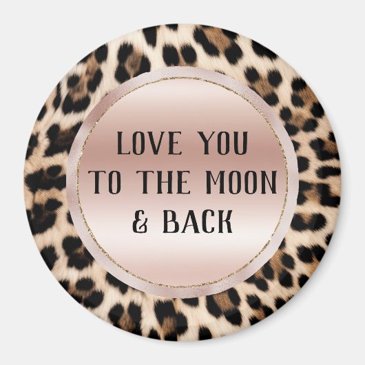 クリームブラックブラウンヒョウ赤面ピンク マグネット (正面)