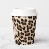 クリームブラックブラウンヒョウ赤面ピンク 紙コップ (左)