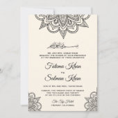 クリームブラックヘンナメーンディイスラム結婚教徒 招待状 (正面)