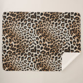 クリームブラックレオパード印刷 シェルパブランケット (正面(横))