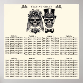 クリームブラック金ゴールドヴィンテージ結婚スケルトンの座席 ポスター