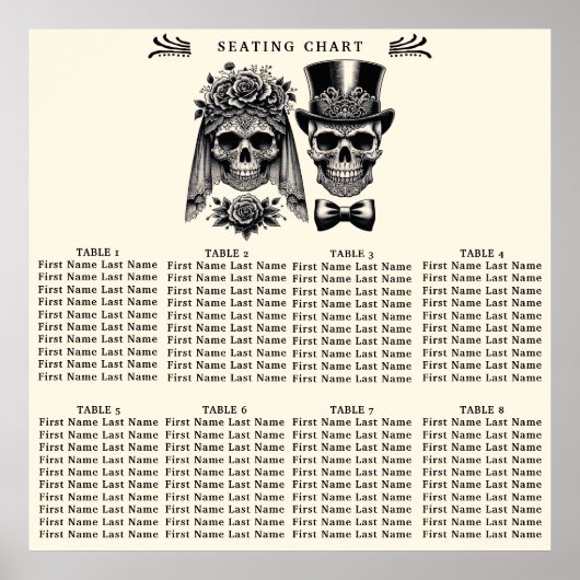 クリームブラック金ゴールドヴィンテージ結婚スケルトンの座席 ポスター (正面)