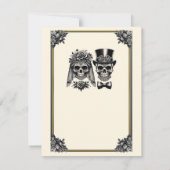 クリームブラック&金ゴールドヴィンテージスケルトンウェディングRSVP 招待状 (裏面)