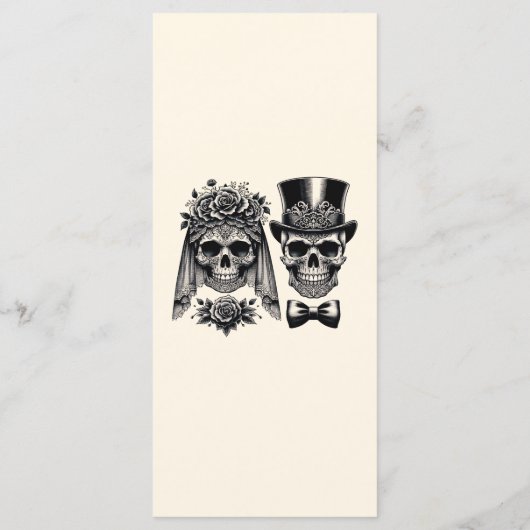 クリームブラック&金ゴールドヴィンテージ結婚スケルトンのメニュー メニュー (裏面)