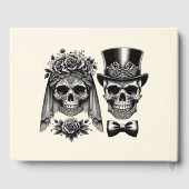 クリームブラック&金ゴールドヴィンテージ結婚スケルトン ゲストブック (裏面)