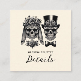 クリームブラック&金ゴールドヴィンテージ結婚スケルトン スクエア名刺