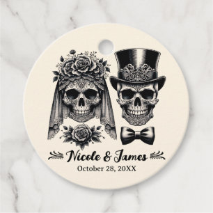 クリームブラック&金ゴールドヴィンテージ結婚スケルトン フェイバータグ