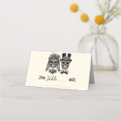 クリームブラック&金ゴールドヴィンテージ結婚スケルトン プレイスカード (裏面)