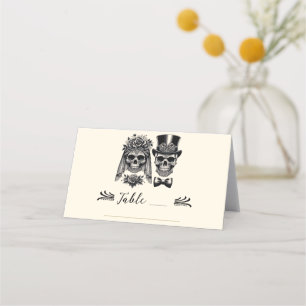 クリームブラック&金ゴールドヴィンテージ結婚スケルトン プレイスカード