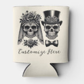 クリームブラック&金ゴールドヴィンテージ結婚スケルトン 缶クーラー (正面)