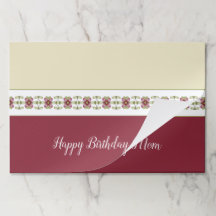 クリームブルガンディーグリーンフローラ紙ランチョンマット