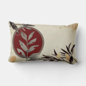 クリームブルゴーニュ&グレー芸術的ウォーター葉カラー ランバークッション (裏面)