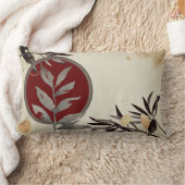 クリームブルゴーニュ&グレー芸術的ウォーター葉カラー ランバークッション (ブランケット)