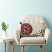 クリームブルゴーニュ&グレー芸術的ウォーター葉カラー ランバークッション (椅子)