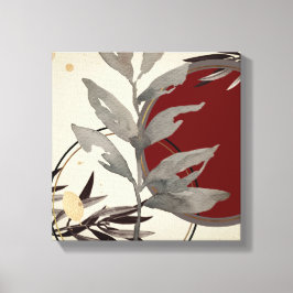 クリームブルゴーニュ&グレー芸術的抽象芸術水彩 キャンバスプリント