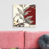 クリームブルゴーニュ&グレー芸術的抽象芸術水彩 キャンバスプリント (インサイチュ (リビング))