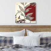 クリームブルゴーニュ&グレー芸術的抽象芸術水彩 キャンバスプリント (インサイチュ (寝室))