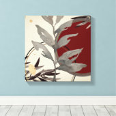 クリームブルゴーニュ&グレー芸術的抽象芸術水彩 キャンバスプリント (インサイチュ (ウッドフロア))