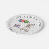 クリームブルフランスのドッグかわいい漫画の犬の誕生日 ペーパープレート (アングル)