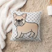 クリームブルフランスのドッグかわいい漫画の犬 クッション (ブランケット)